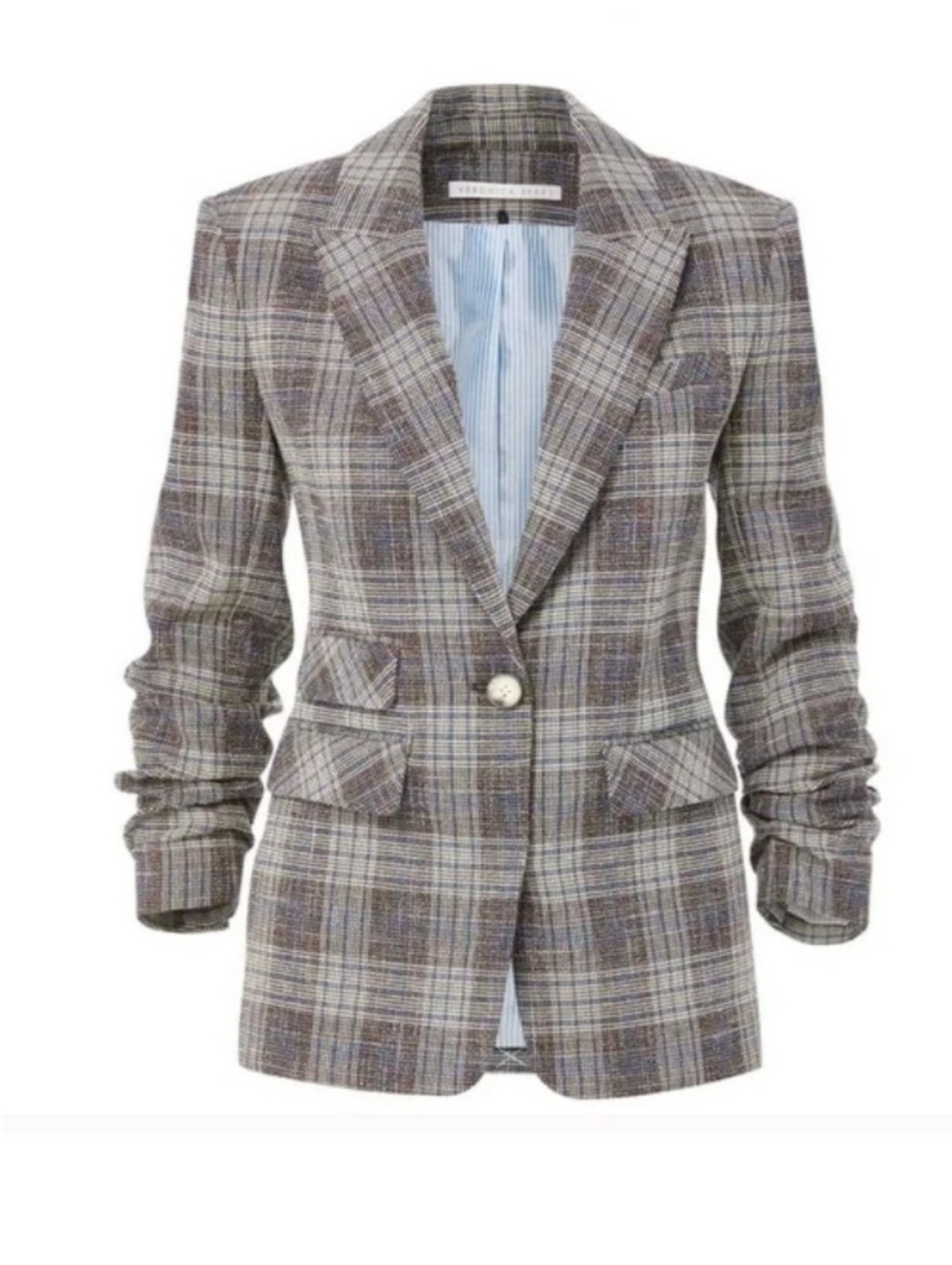 NWOT Veronica Beard Martel Gray Plaid Cotton Dickey Jacket Blazer Size 0 - Picture 3 of 13